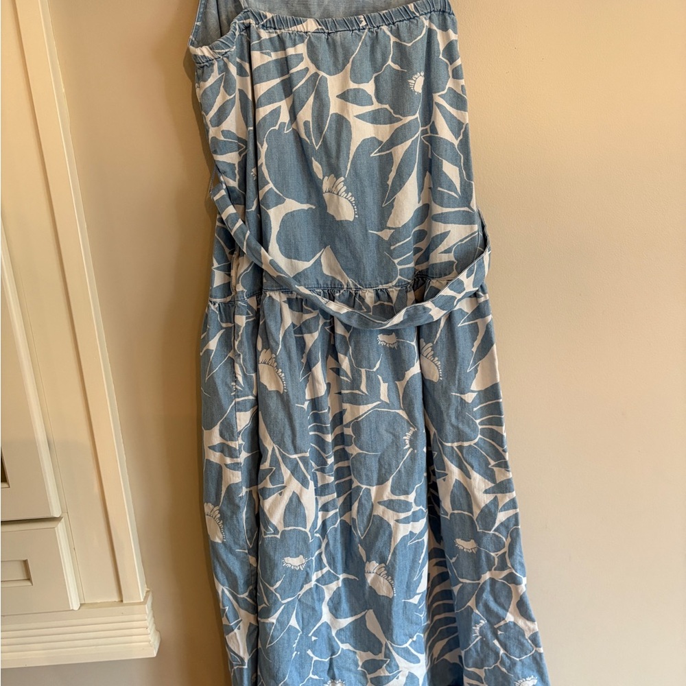 GAP Apronneck Floral Denim Midi Dress medium - Picture 6 of 6